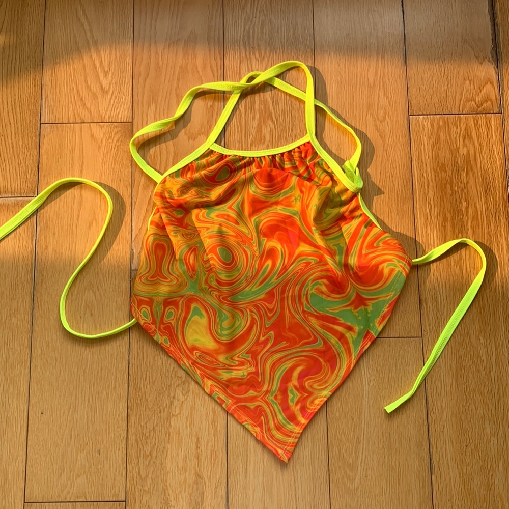 Rave With Mi Gente - The X Halter Top - Miami Spiral